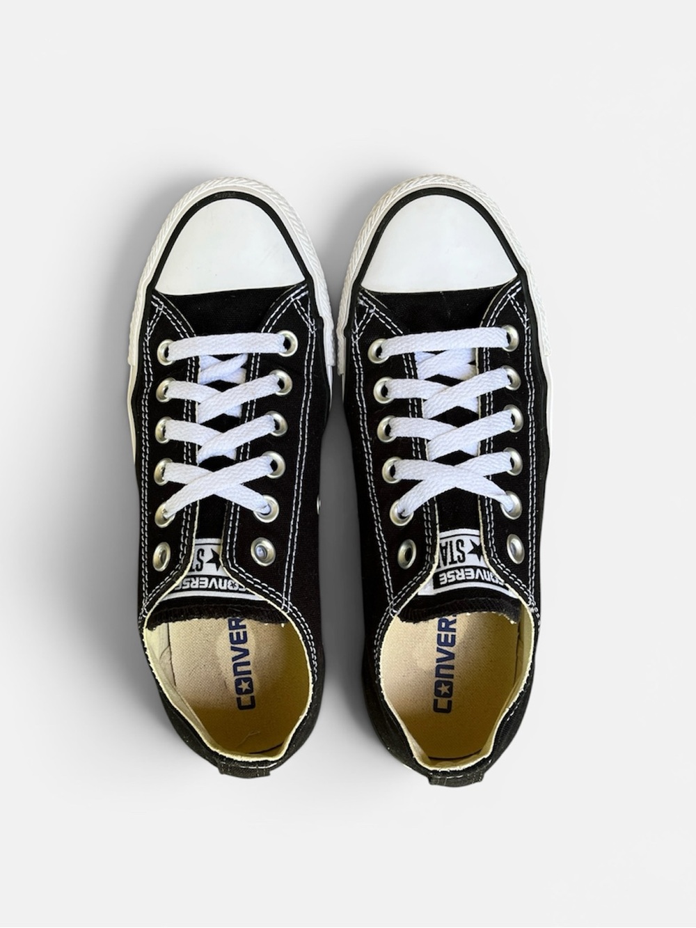 Converse Black and White Low Top Canvas Sneakers - Picture 10 of 12